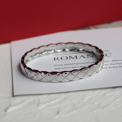 Ouro rosa pulseira de corte de moda grão cor de ouro rosa/cor prata/cor do ouro pulseira de aço inoxidável: wide silver