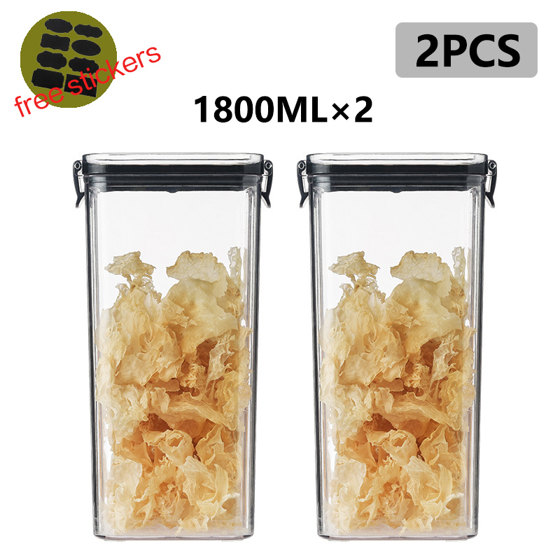 Stackable Kitchen Sealed Jar, Plastic Food Storage Box, Multigrain Tank Bottle, Dried Fruit Tea Containers, 460-1800ml Sets: Red