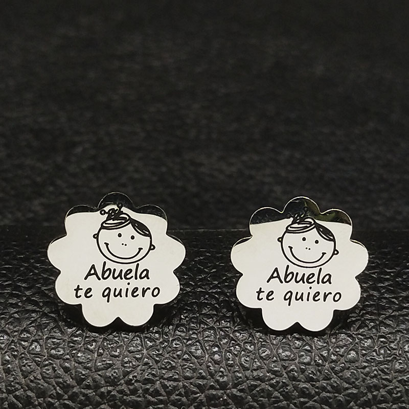 Abuela Rvs Oorbellen Ketting Set Sieraden Voor Vrouwen Zilveren Kleur Set Sieraden Aretes De Mujer 178621