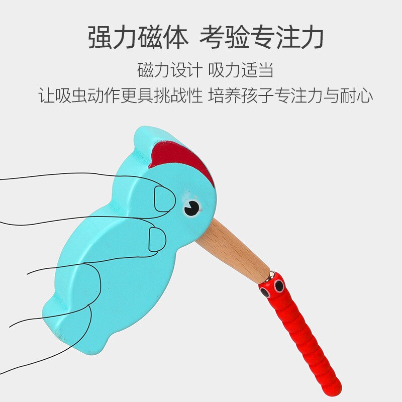 Specht Catcher Catching Wormen Game Magnetische Wormen Vissen Speelgoed Kinderen Houten Speelgoed Bugs Voor Kinderen Kleuterschool Levert
