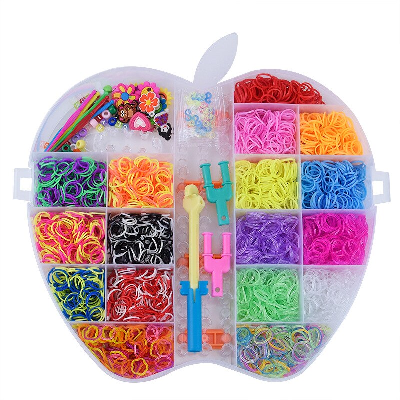10000PC Loom Rubber Band Bracelet Box Sets DIY Toy Silicone Elastic Bands Rainbow Knitting Loom Tool Accessories With Toy Box: Style-2