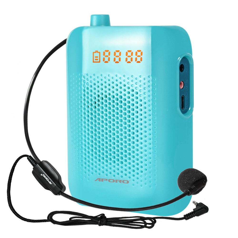 Megáfono Bluetooth portátil con cable, amplificador de voz portátil de 20W para la de enseñanza, auriculares, micrófono, altavoz, megáfono portátil: Azul