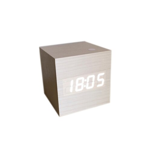 Mini cube sound control alarm clocks wooden clocks LED display cute desk Clock digital clocks AJ6029: white board white