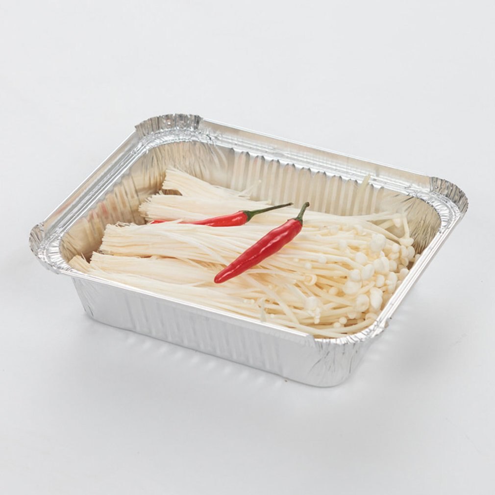 Tin karton grill rektangulær aluminiumsfolie kasse madkasse tin folie skål engangs takeaway pakket madkasse container