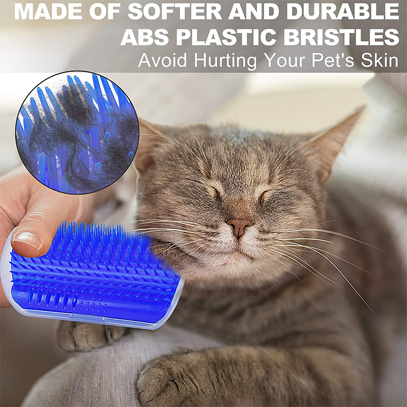 Brosse de Massage d&#39;angle mural pour chat, auto-toilettage avec cataire herbe-aux-chats doux, brosse pour le visage avec un peigne chatouillant, fournitures de toilettage pour animaux de compagnie