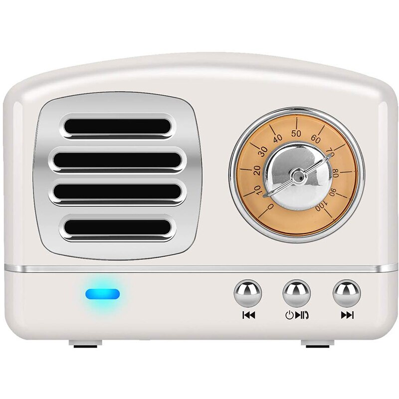 Dosmix Draadloze Stereo Retro Luidsprekers Draagbare Bluetooth Vintage Luidsprekers met Handsfree Bellen Aansluitbaar SD Card Slot AUX: WHITE