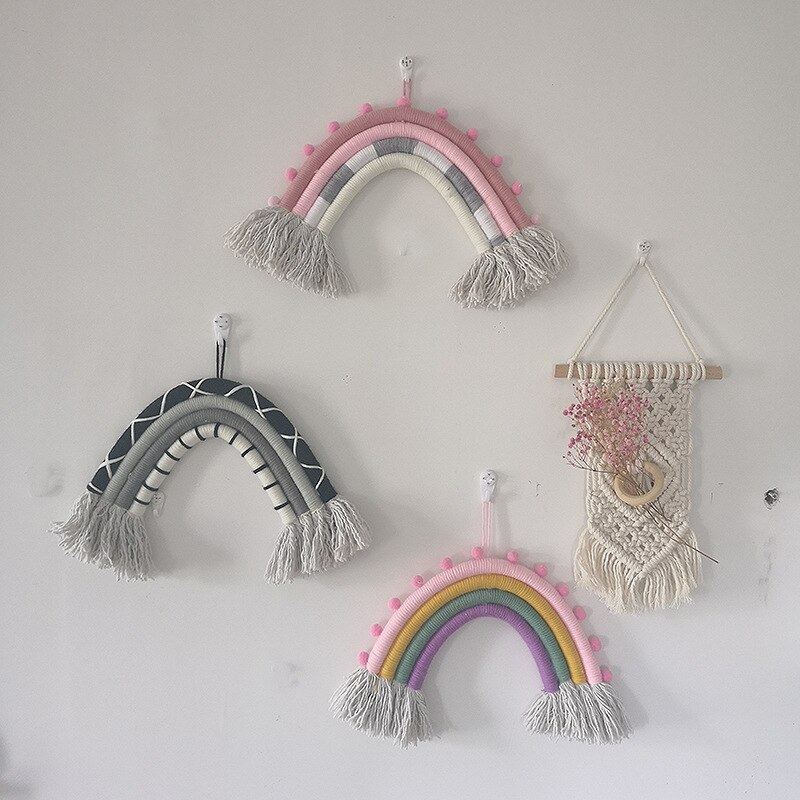 Boho Opknoping Decor Babybed Tent Klamboe Decoraties Lit Enfant Kleurrijke Regenboog Nordic Baby Meisje Jongen Kamer Decoratie