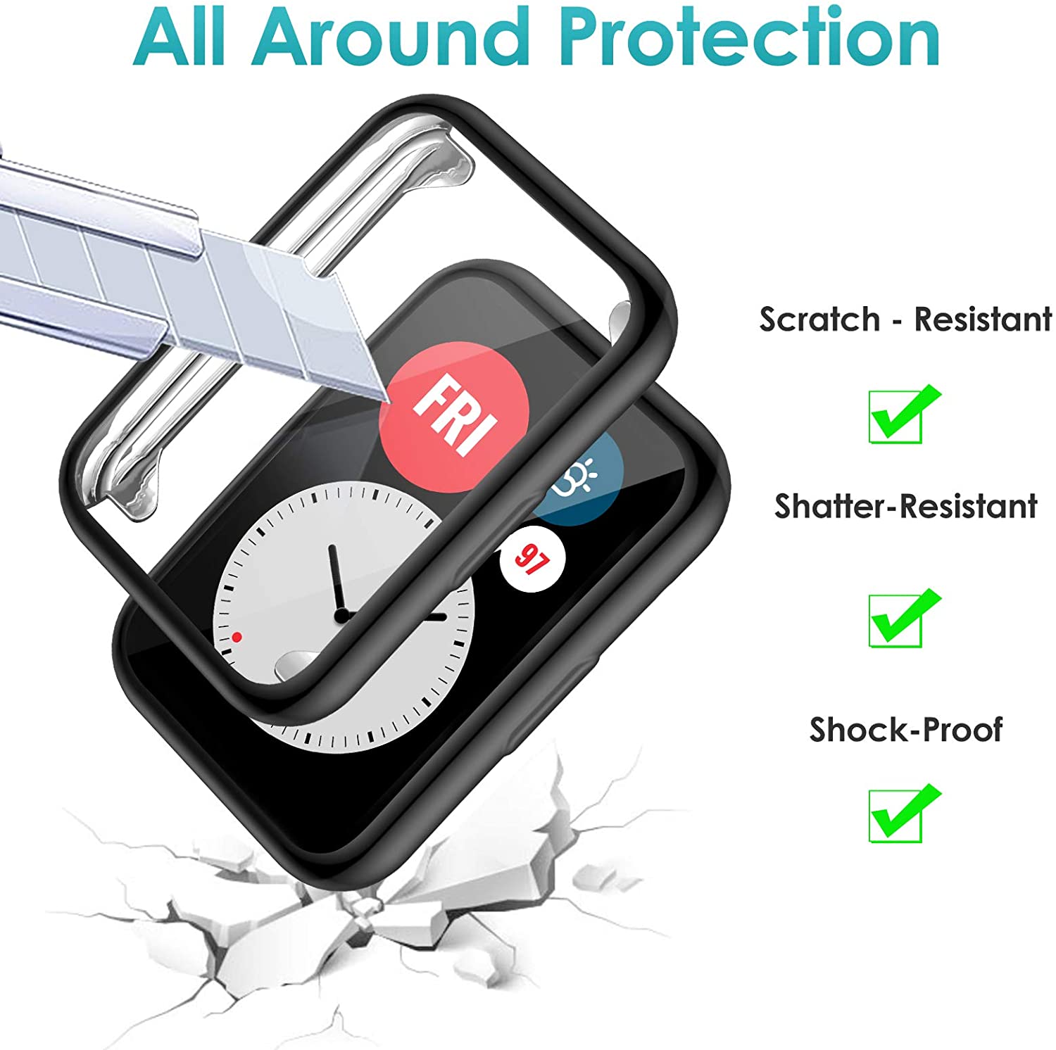Funda chapada para Huawei Watch fit 2, accesorios para reloj inteligente, Protector de pantalla integral de parachoques de TPU, funda de reloj Huawei fit2