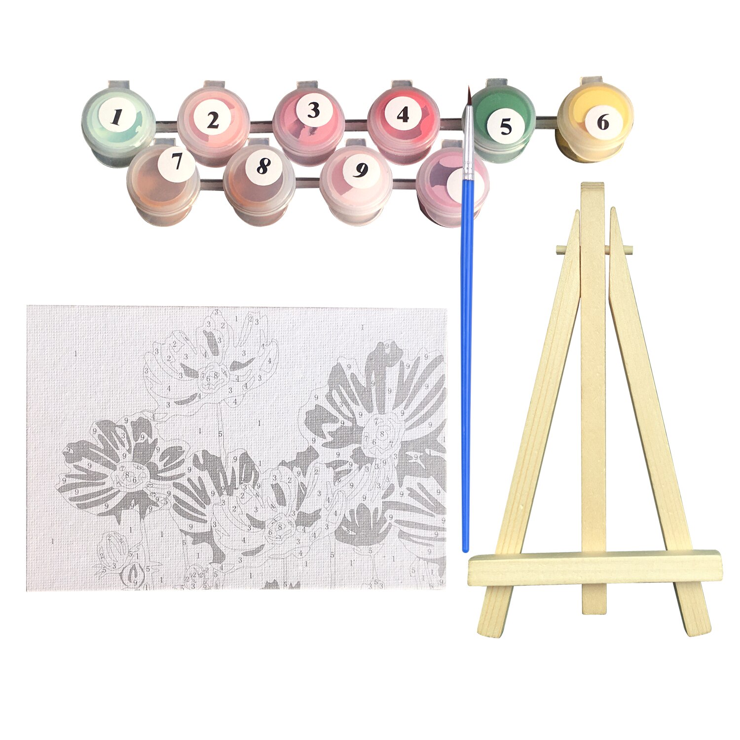 Diy Foto Schilderij Nummers Olieverfschilderij Kit 5.9*3.9 Inch Met Heldere Acryl Pigment Borstel Houten Schildersezel Stand voor Kids: Style 3