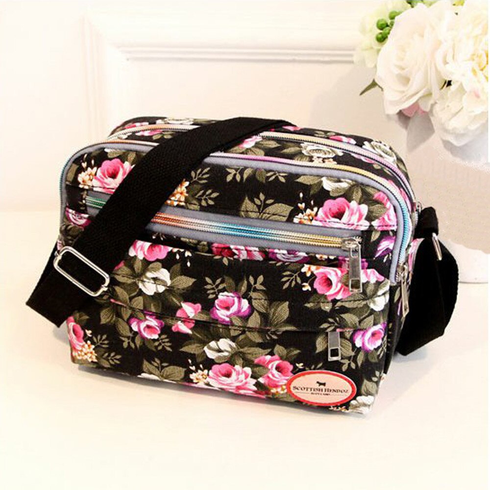 Women's Casual Canvas Shoulder Cloth Bag Flowers Printing Shopping Bag Lady Mommy Handbag Small Tote Bags Sac A Main
