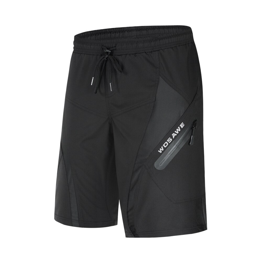 Wosawe mænd & #39 ;s korte ciclismo cykelshorts multi pocket mtb vandafvisende quick dry cykel bjergbukser motorcykel shorts: Bl152- sorte / Xl