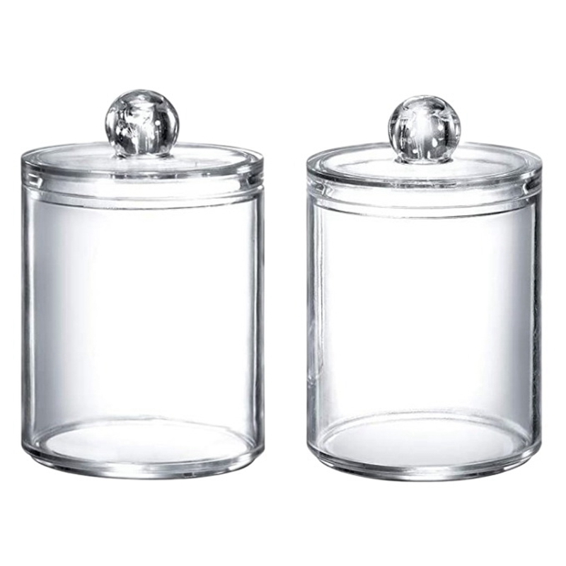 Lot De 2 Boîtes De Rangement Pour Cotons-tiges – Petit Format, Couvercle, Organisateur Maquillage