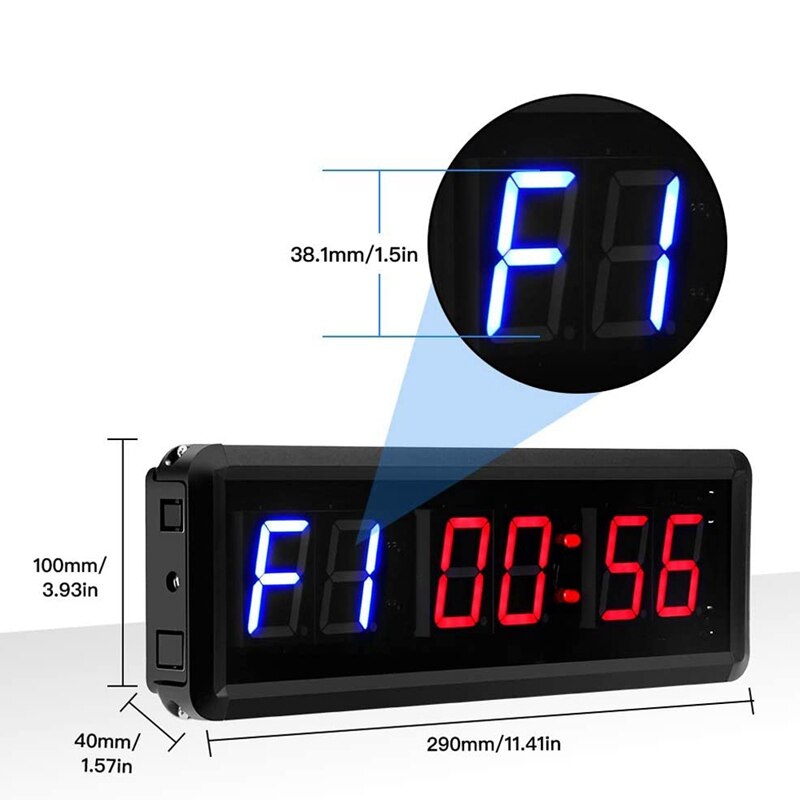 LED Interval 1.5Inch 6 Digits Gym Workout Timer Count Down Clock Stopwatch Timer with Remote for Home Fitness EU Plug