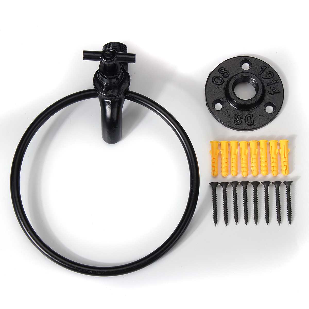 Retro Wandmontage Handdoek Ring Houder Keuken Badkamer Opslag Rack Organizer Hanger Opslag Plank Handdoek Houder Hardware Zwart