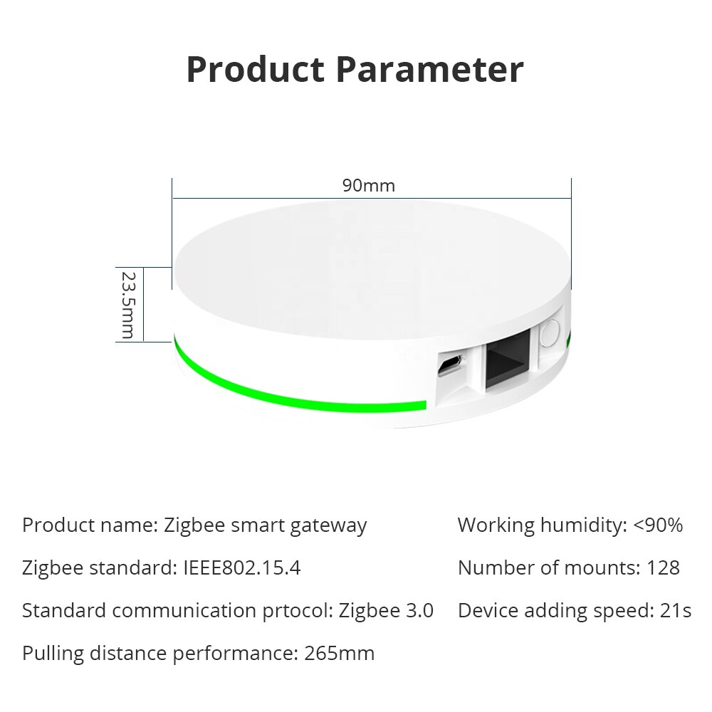 Yagusmart Tuya Zigbee Gateway Zigbee 3.0 Wired Hub with Network Cable Socket Wired Connection Alexa Google Home Remote Control