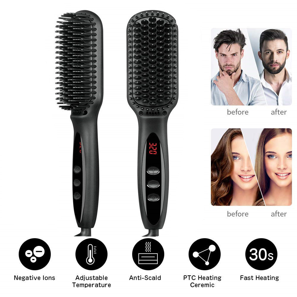 Men Beard Straightener Brush Hair Flat Iron Comb electric Beard Straightening Comb Hairstyles Straightener