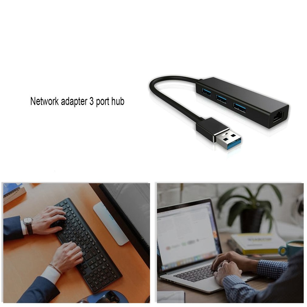 Usb 3.0 Hub Gigabit Ethernet Lan Rj45 1000Mbps Network Adapter Hub 3 Port Hub For Mac Pc Universal Usb3.0 Hub