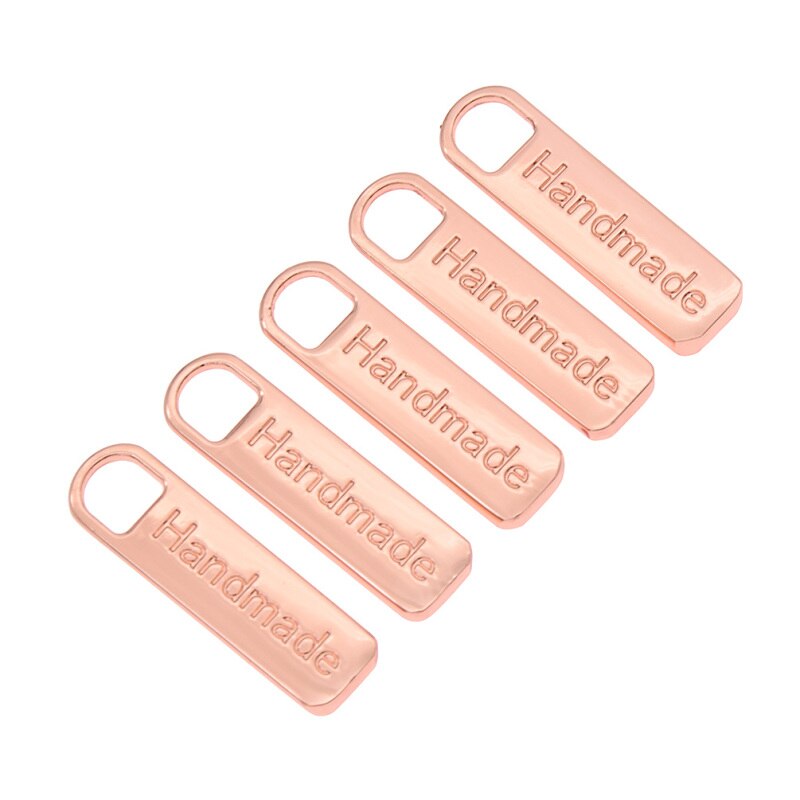 Etiquetas de Metal con letras hechas a mano para manualidades, cuerpo de cremallera para bricolaje, DIY, reparación a medida, ropa de costura, bolsos, accesorios de decoración, 10 Uds.
