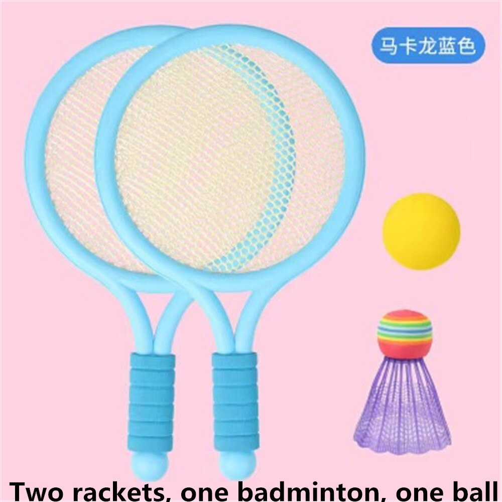 1Set di plastica per bambini tennis badminton giocattoli sport al coperto all&#39;aperto giocattoli per il tempo libero racchette da tennis giocattoli genitore-figlio regali per bambini: WHITE