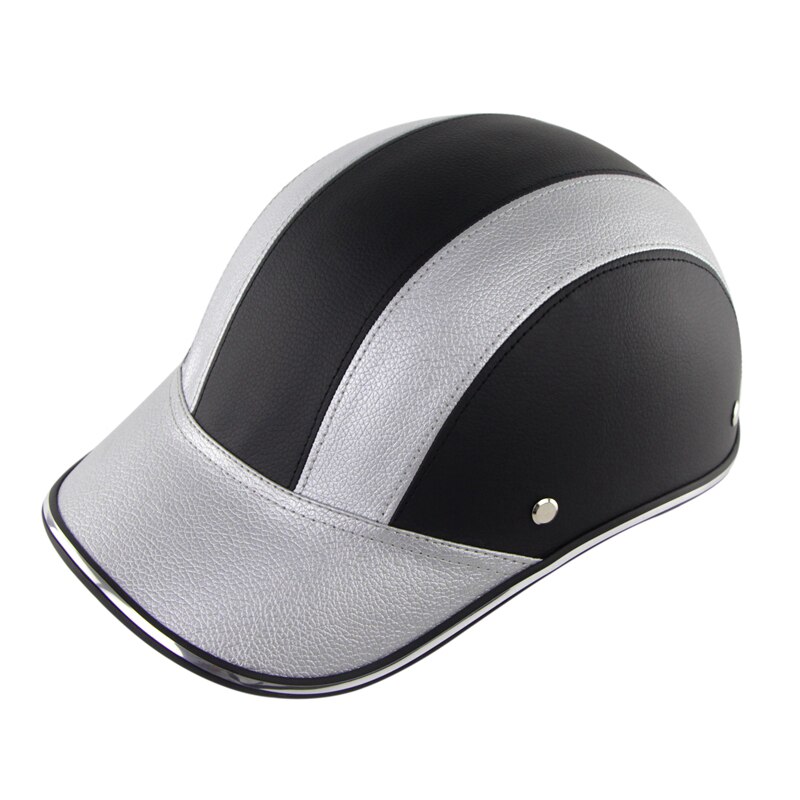 Motorcykel hjelm halv åben ansigt baseball cap åndbar aftagelig foring justerbar stap  b2 cshop: Sølv