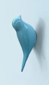 Crochets muraux en forme d'oiseau, décoration de la maison, support de rangement en résine grain de bois, porte de chambre après porte-manteau, porte-chapeau, 3d porte-manteaux: Bleu