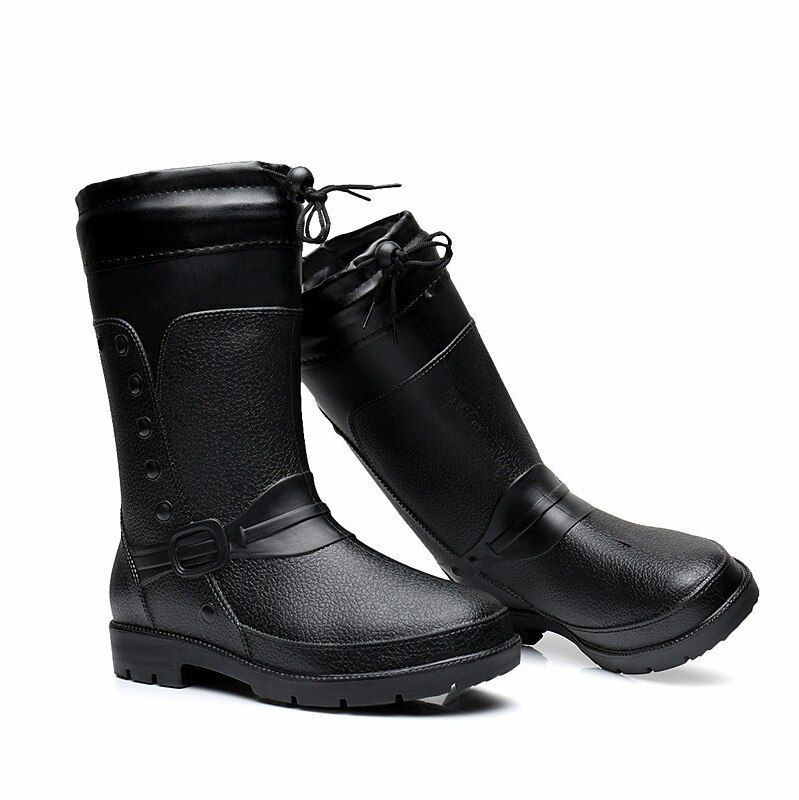 Midveau – bottes de pluie en caoutchouc pour homme, chaussures imperméables, chaudes, en fourrure de velours, collection hiver