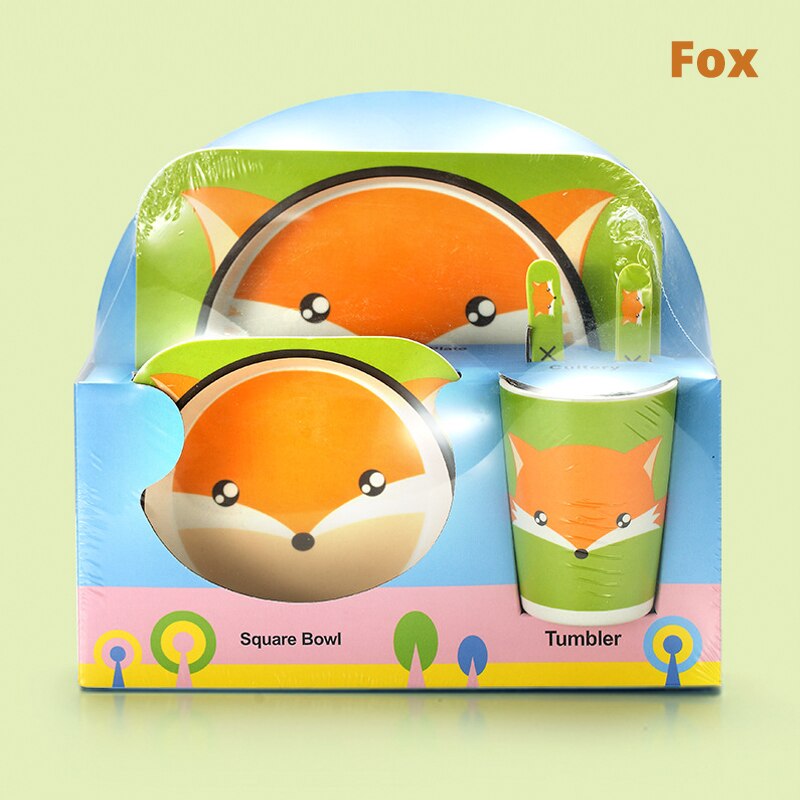 Kinderen Servies Babyvoeding Kom Kids Leuke Cartoon Jaar Kom Set Natuurlijke Bamboe Servies Milieu: C