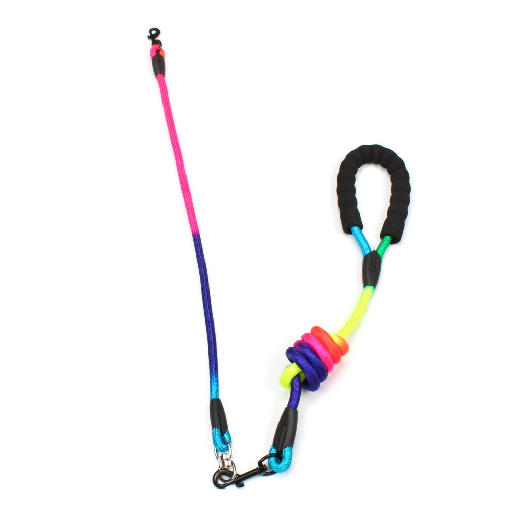 Rainbow Multi Honden Leash Nylon Afneembare Huisdier Lood Foam Handvat 1 Leash Voor 2 Of 3 Of 4 Honden ronde Trekkabel Hond Levert: one dog leash