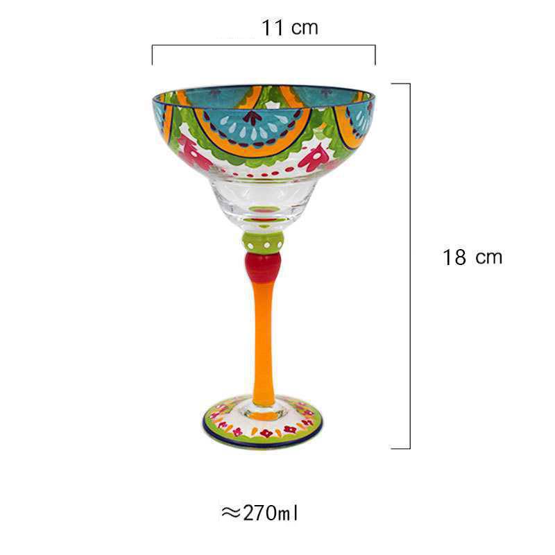270ml Margarita Wine Glasses Handmade Colorful Cocktail Glass Goblet Cup Lead-free Home Bar Wedding Party Drinkware: Blue Fruit