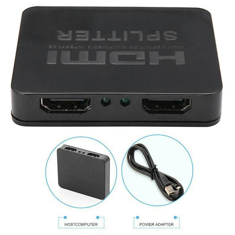 Hdmi Splitter 1 in 2 Out-Ultra Hd 4K 4 Port Hdmi Adapter for Fire Stick/Apple Tv/Fire Tv/Roku Tv/Ps4 Pro/ One X/Wii U