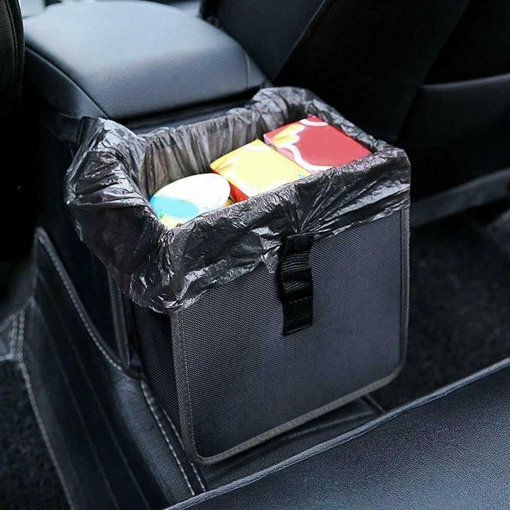 Multifuntional Waterproof Foldable Car Garbage Can Trash Bin Bag Storage Pocket Organizer Hanging Oxford cloth Adjustable Black