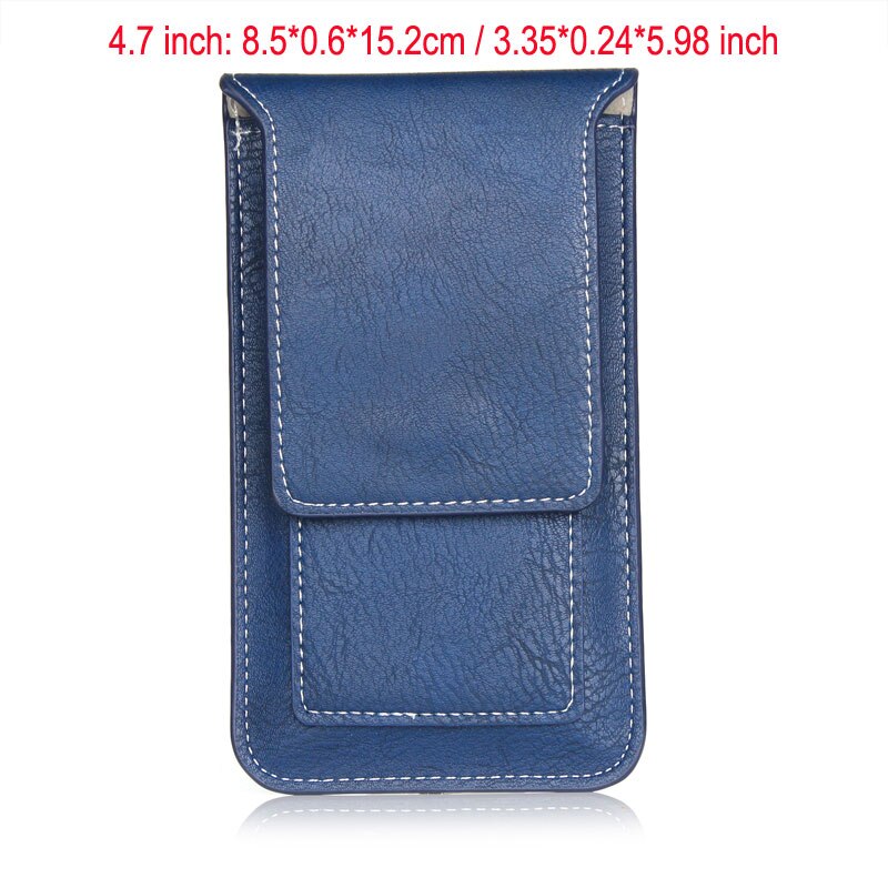 YIANG Kleine Taille Tas PU Leer Eenvoudige Mobiele Telefoon Tas voor iPhone/Samsung/Huawei Riemclip Case Casual taille Packs Telefoon Pouch: 4.7 inch blue