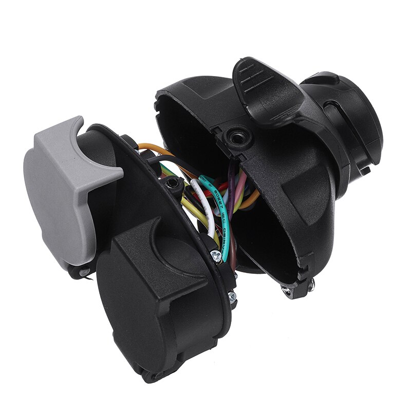 Mayitr 1pc 12V 13Pin To 2 Twin 7Pin Trailer Light Board Conversion Adapter Socket Plug Caravan Van Towing