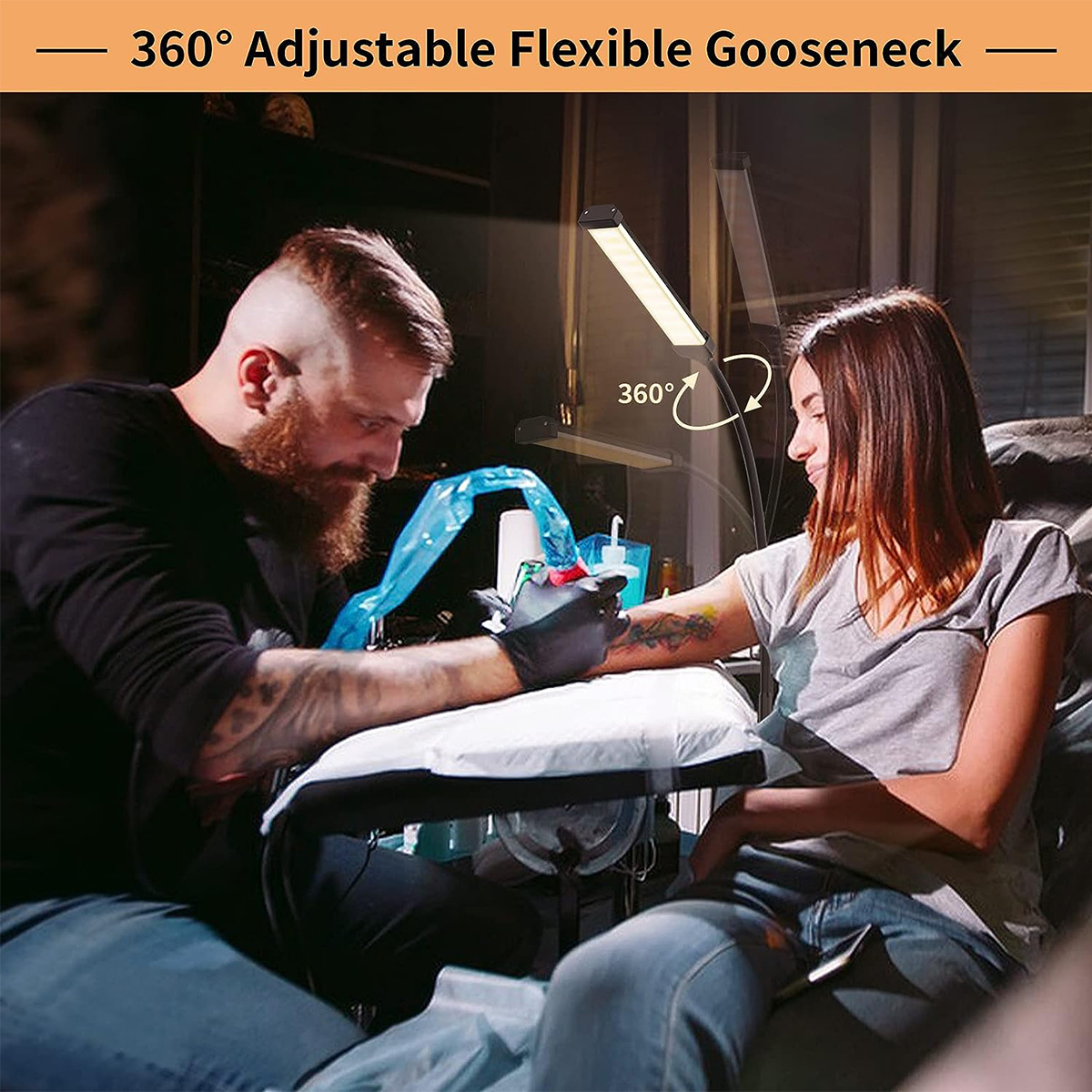 Lampe de lecture autoportante à col de cygne, flexible, avec 3 modes de documents, 120 K-3000K, 10 réglages de luminosité, 6000