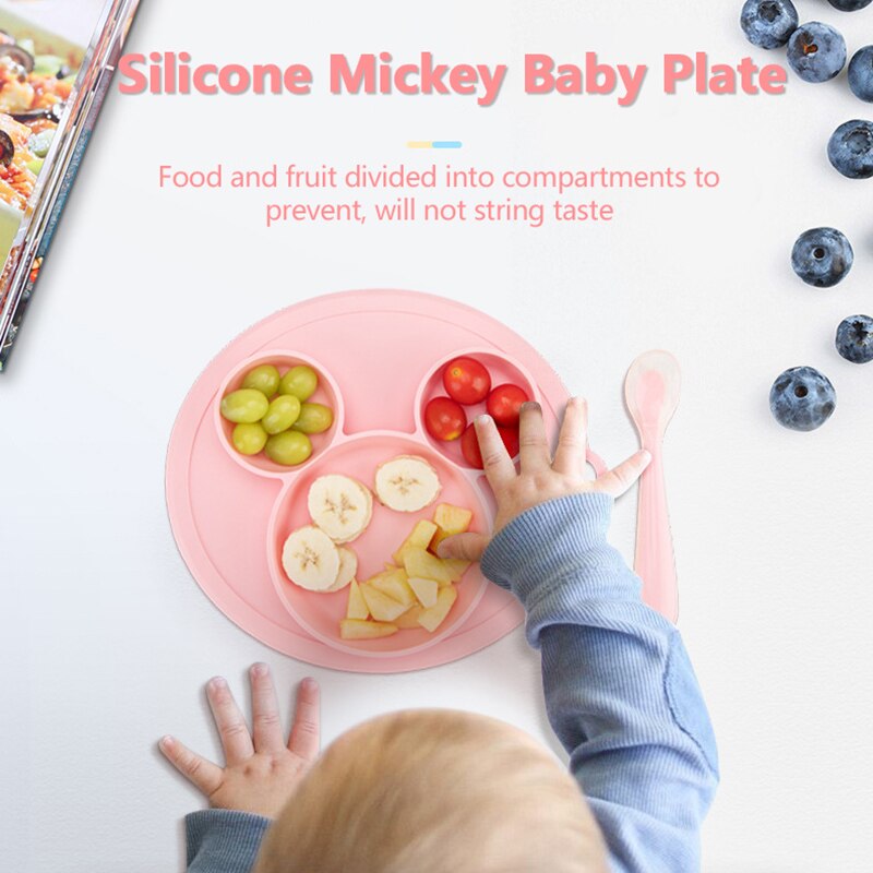 Mumsbest – assiette divisée en Silicone pour bébé, Portable, antidérapant, ventouse d'alimentation pour enfant, sans BPA, micro-ondes, lave-vaisselle