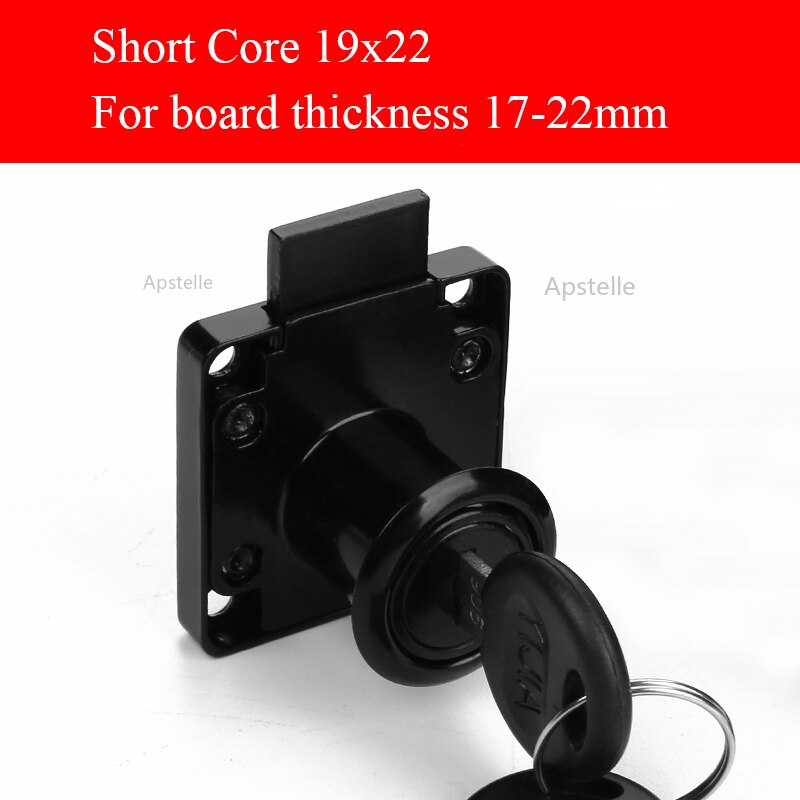 PQB High-grade Desk Drawer Lock 22/32mm Silver Gold Blcak Wardrobe Locks Cabinet Locks Furniture Cam Locks Drilling with Keys: 22mm  Black