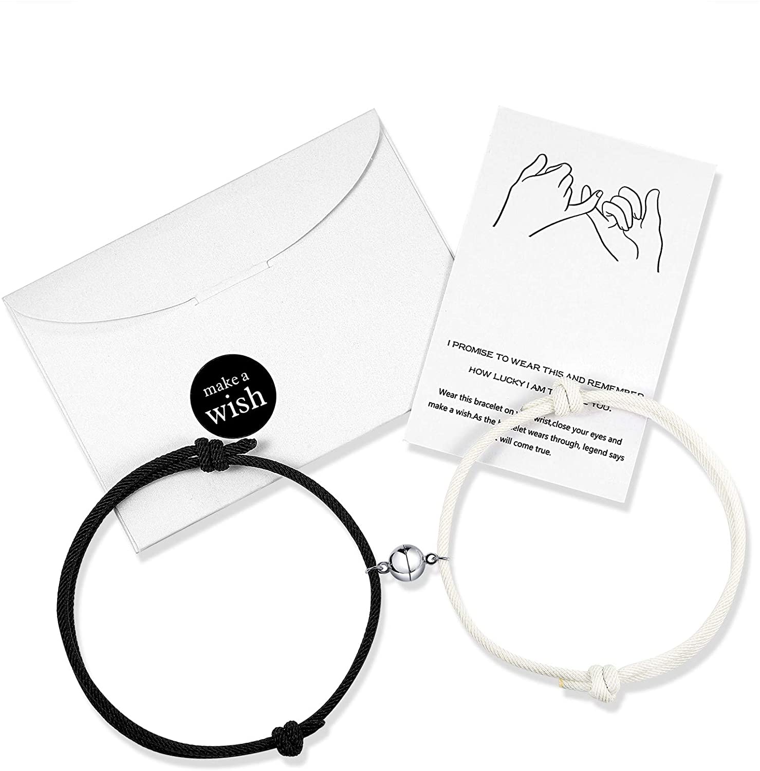 Ímã quente pulseira casal artesanal ajustável corda correspondência braslet infinito amor braclet sorte preto branco presente brazalete