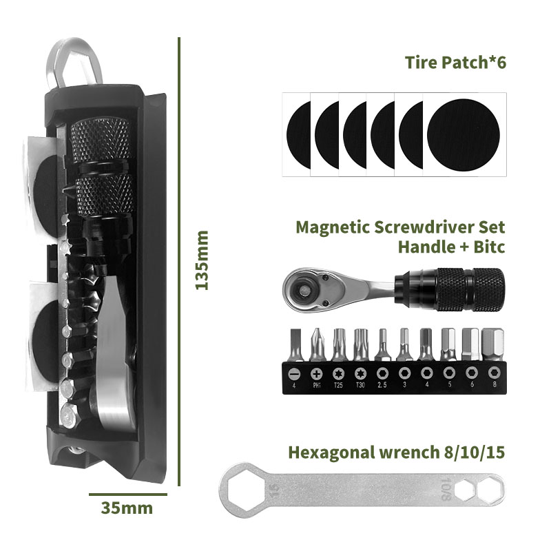 For Brompton Hidden Tool Box Wrench Bicycle Accessories Bicycle Mounting Tools Accessories magnet Frame Inner Storage Bag Kit: black