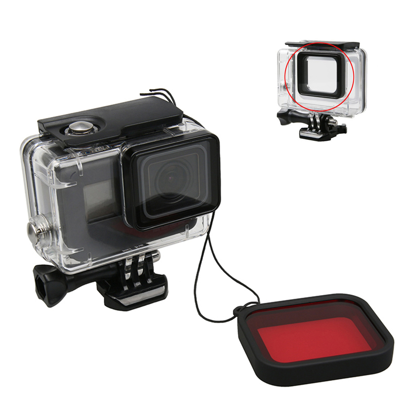 Filtro de mergulho vermelho rosa roxo, à prova d'água, filtros de mergulho subaquático, protetor de lente para gopro hero 5 6 7, acessórios pretos