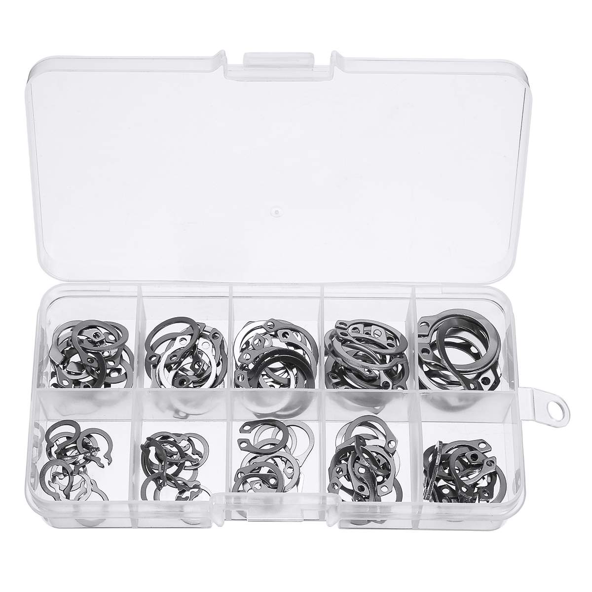 100pcs M8-M18 Internal External Retaining Circlips C-clip Washers Snap Retaining Ring Circlip Carbon Steel Assortment Kit