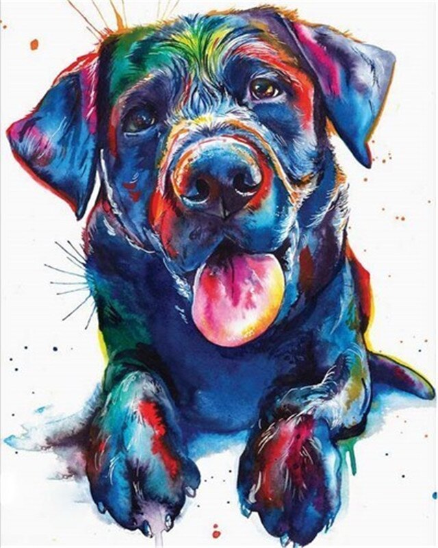AZQSD-Kit de pintura de lienzo con números DIY, perro, único, sin marco, pintura acrílica, colorear por números, decoración de animales para el hogar: SZGD1-8112
