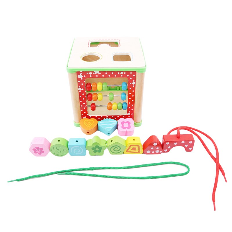 Kleurrijke Houten Math Rond Kraal Doolhof Letters Erkenning Abacus Klok Multifunctionele Vier Zijden Schat Borst Onderwijs Puzzel: Default Title