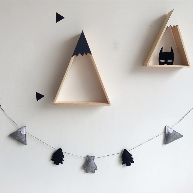 3 Styles Kids Room Decoration Hanging Wall Decor Felt Fabric Cloud Garland String Party Banner Bed Mat Baby Bunting Ornaments: F