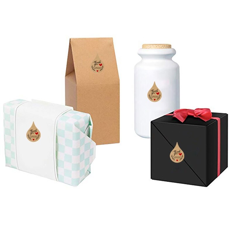 Water Shape "Thank you" Christmas Label Stickers Craft Stationery Adhesive Sealing Baking Paper Decals Label Home