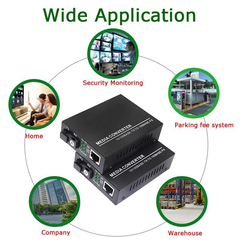 Fiber Ethernet Media Converter,Single-Mode 10/100Base-TX to 100Base-FX, RJ45 to SC, Fiber Transceiver Up to 25KM(1 Pair)