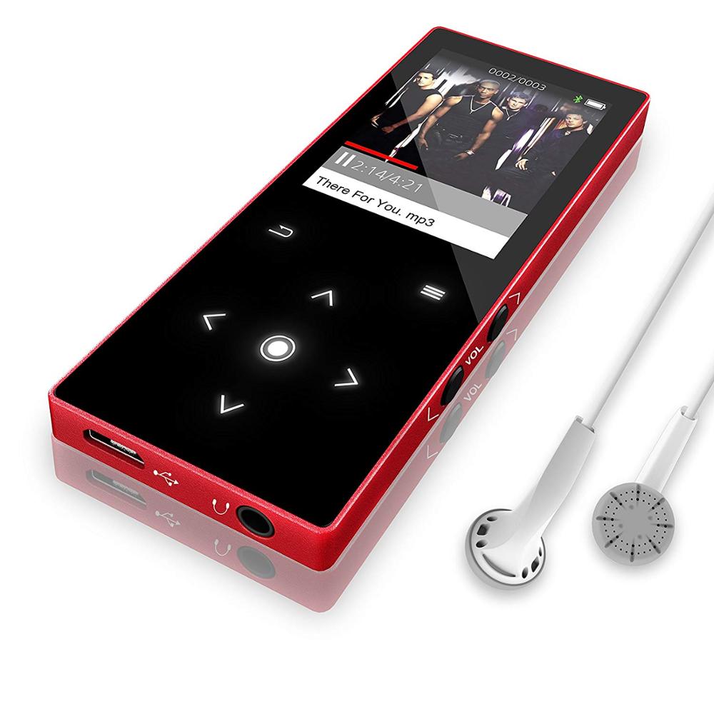 8GB MP3 Player - Bluetooth 4.0 - HiFi Sound - Touchscreen - FM Radio/Rekorder: Rot