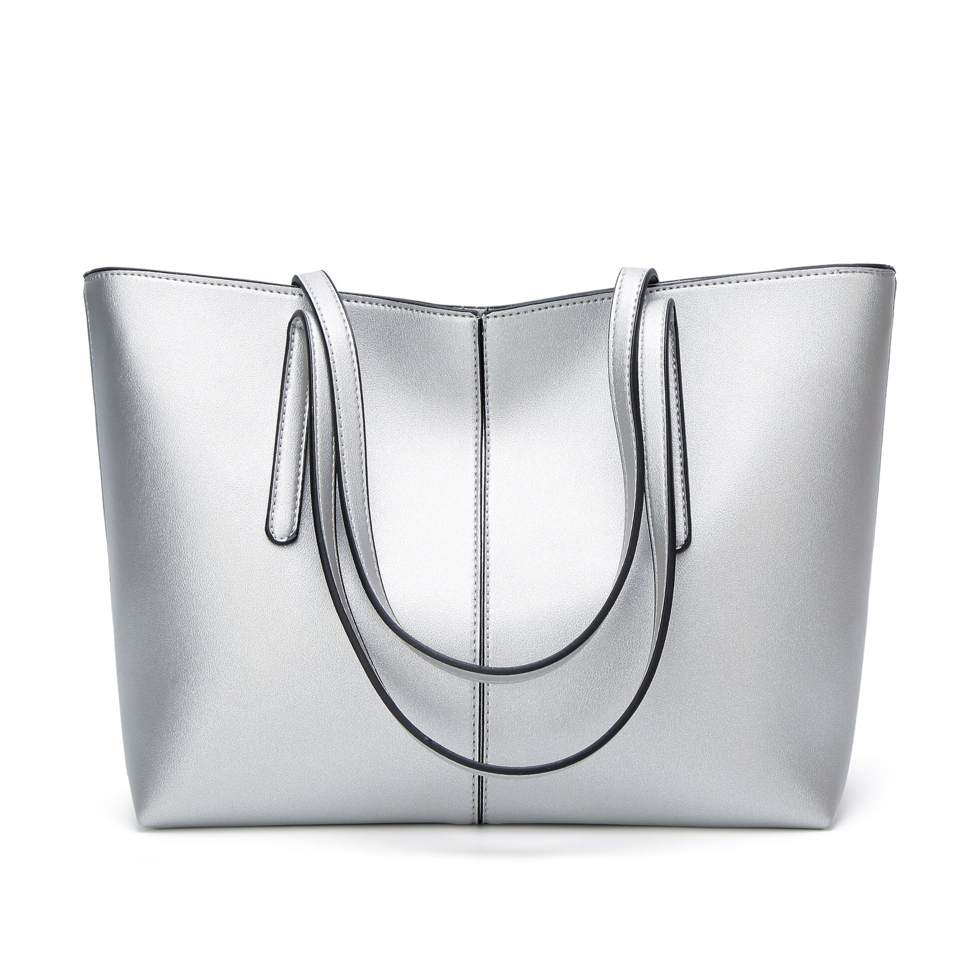 taschen neue tasche einfache große kapazität tote tasche Hand Rechnung schulter tasche PU handtasche: Silber