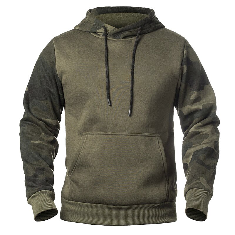 Fall Winter Camouflage Hooded Men Sweater Loose Splicing