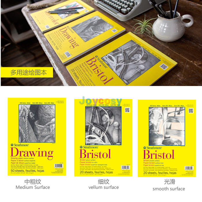 Strathmore 300 Series Bristol Paper, Drawing Paper, Watercolor Paper, Good Multi-purpose Drawing and Sketch Paper