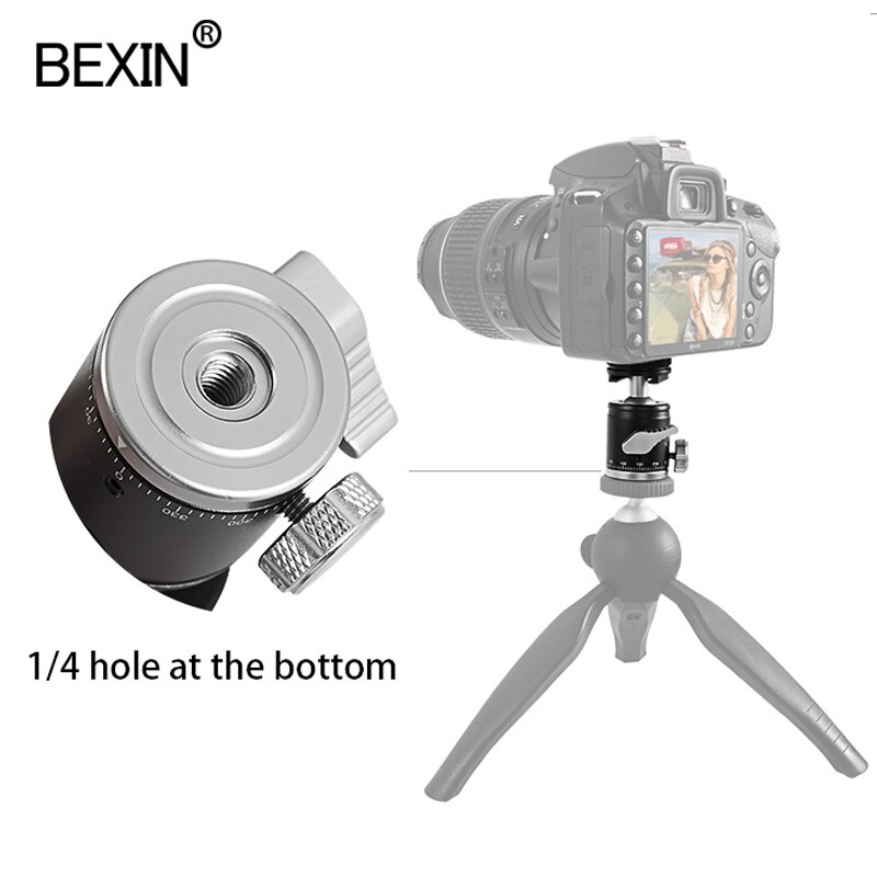 Bexin mini ball head monopod ball head tripod gimbal 360 panorama head with hot shoe base mount adapter for dslr camera flash